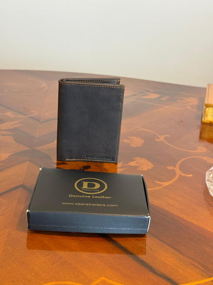 Genuine Waxed Leather RFID Slim Wallet Minimalist Bifold Card Holder
