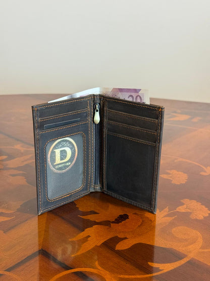 Genuine Waxed Leather RFID Slim Wallet Minimalist Bifold Card Holder