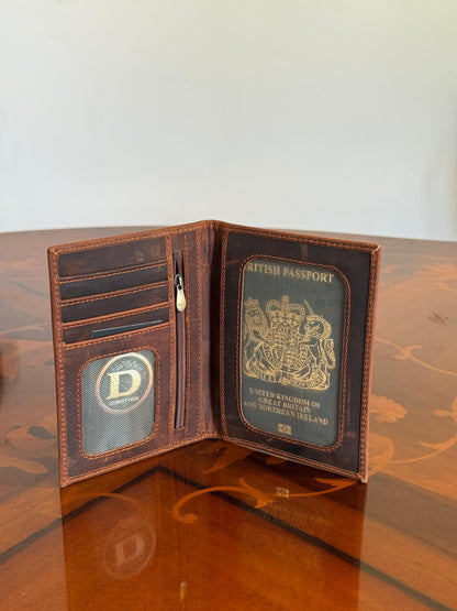 Genuine Leather RFID Passport Holder, Slim Travel Wallet, RFID Blocking Case