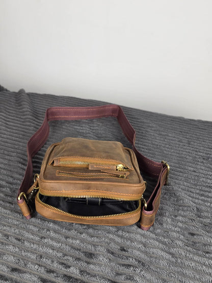 Genuine cowhide smart unisex crossbody bag