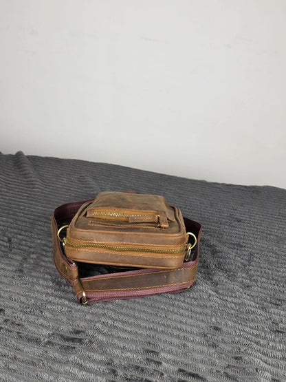 Genuine cowhide smart unisex crossbody bag