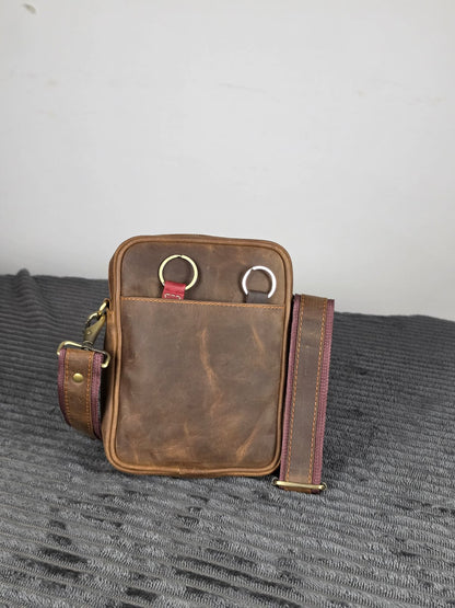 Genuine cowhide smart unisex crossbody bag