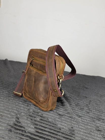 Genuine cowhide smart unisex crossbody bag