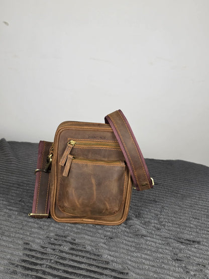 Genuine cowhide smart unisex crossbody bag