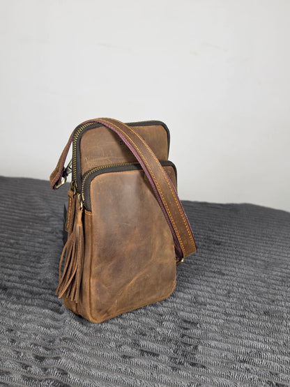 Genuine Leather Crossbody Bag, Women's Leather Crossbody Purse