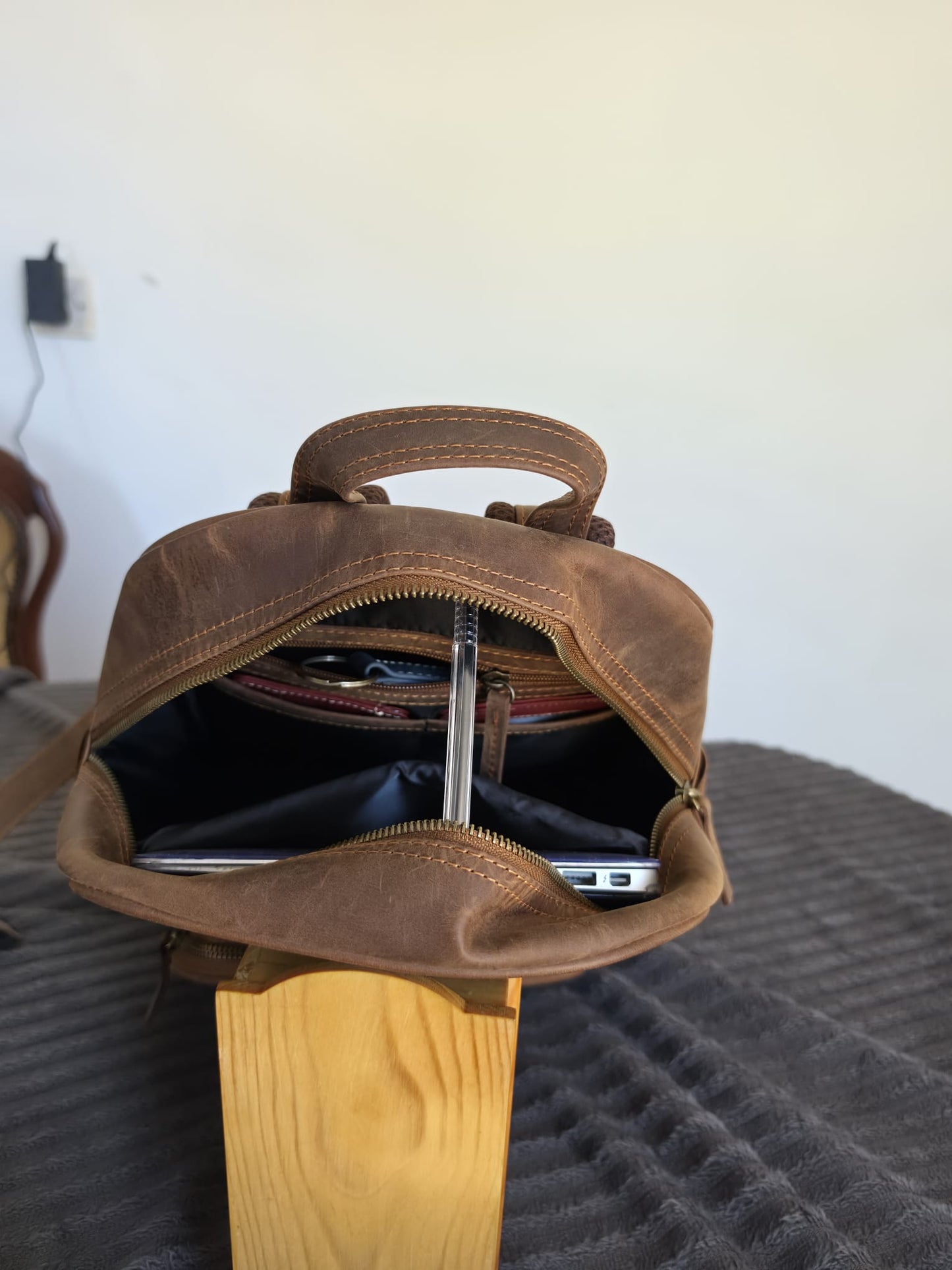 Genuine Waxed Leather Backpack | Premium Leather Laptop Backpack | Vintage Travel Rucksack