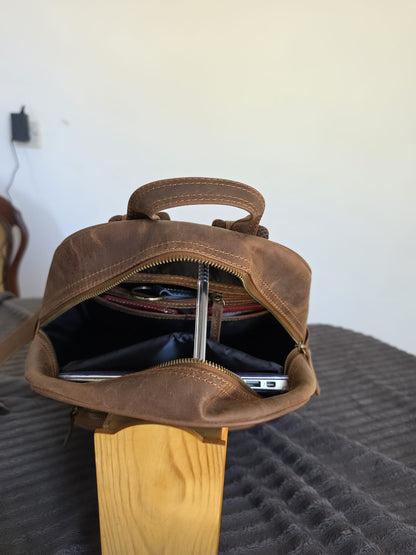 Genuine Waxed Leather Backpack | Premium Leather Laptop Backpack | Vintage Travel Rucksack