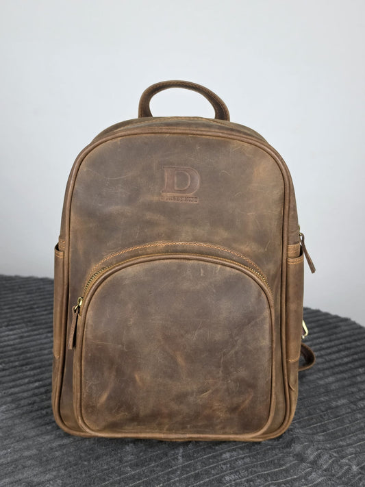 Genuine Waxed Leather Backpack | Premium Leather Laptop Backpack | Vintage Travel Rucksack