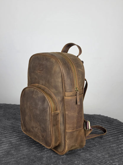 Genuine Waxed Leather Backpack | Premium Leather Laptop Backpack | Vintage Travel Rucksack