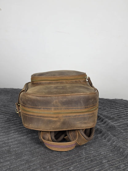 Genuine Waxed Leather Backpack | Premium Leather Laptop Backpack | Vintage Travel Rucksack