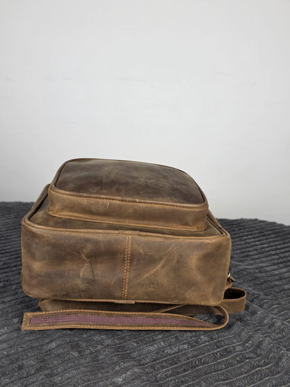 Genuine Waxed Leather Backpack | Premium Leather Laptop Backpack | Vintage Travel Rucksack