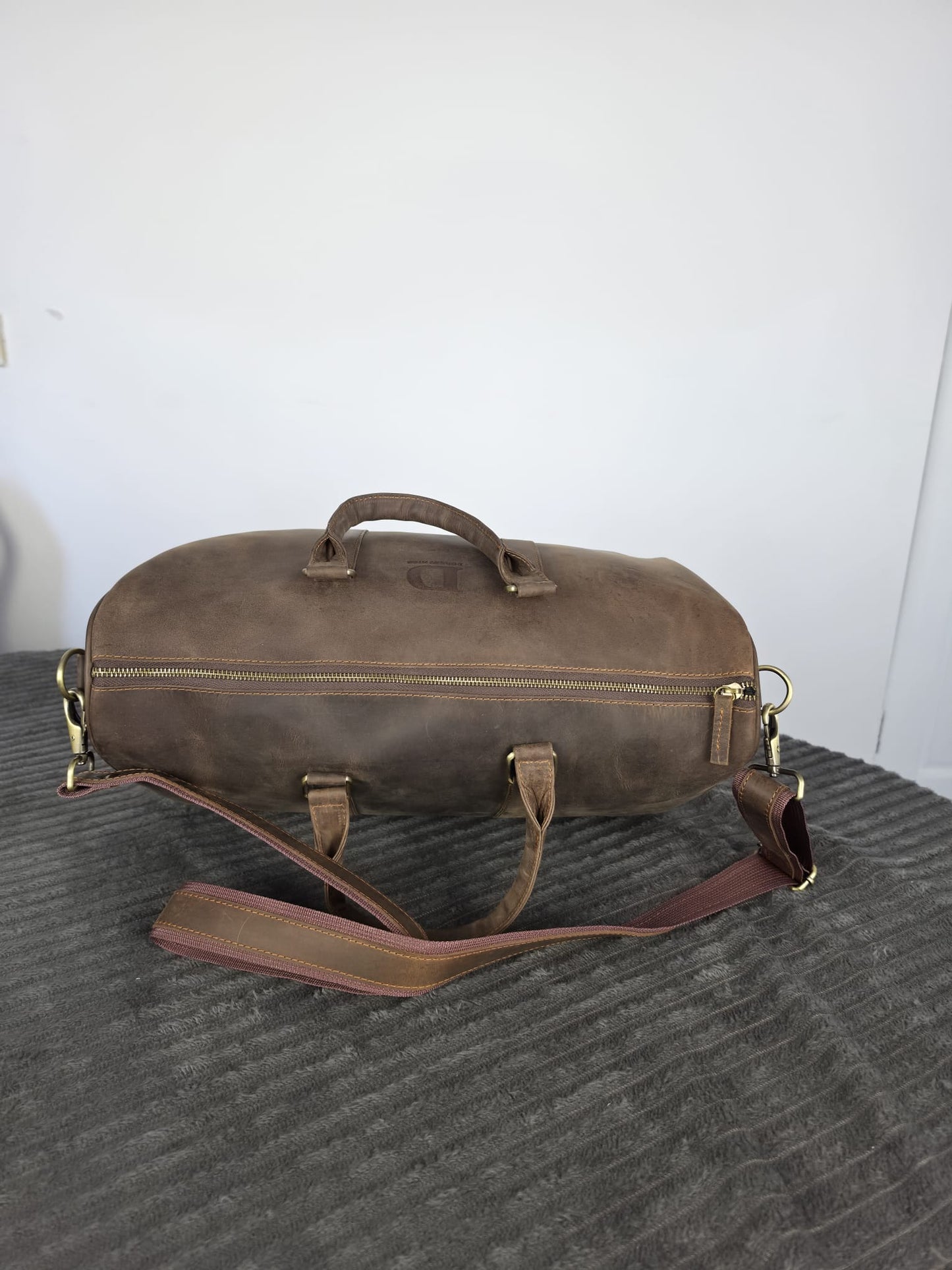 Genuine Waxed Leather Duffle Bag | Premium Leather Weekender Travel Holdall
