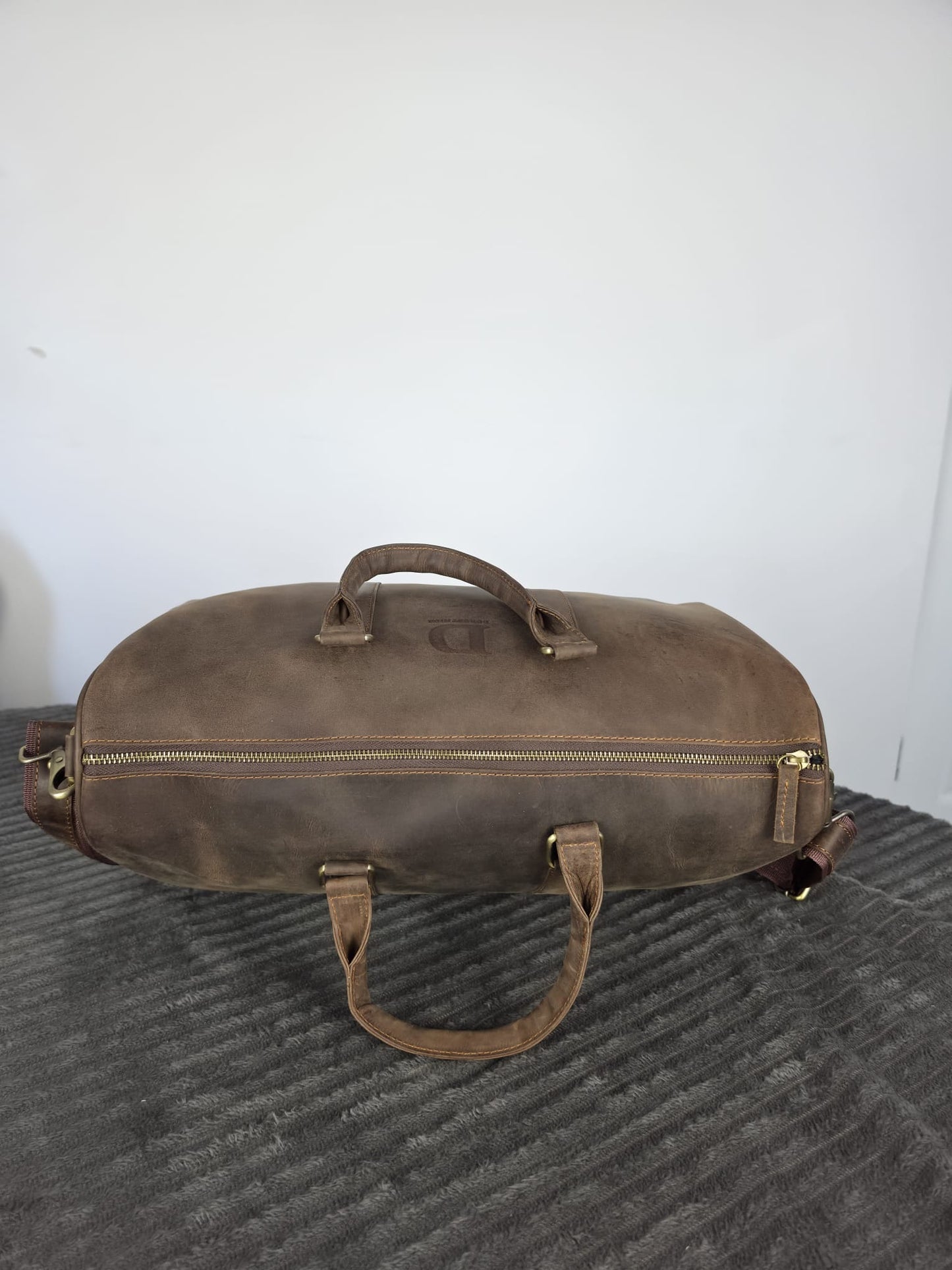 Genuine Waxed Leather Duffle Bag | Premium Leather Weekender Travel Holdall