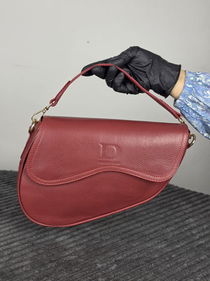 Genuine Leather Women's Crossbody Bag – Luxury Leather Handbag with Two Removable Straps