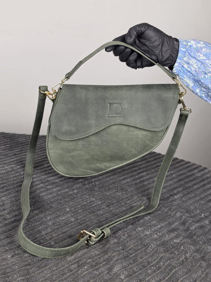 Genuine Leather Women's Crossbody Bag – Luxury Leather Handbag with Two Removable Straps