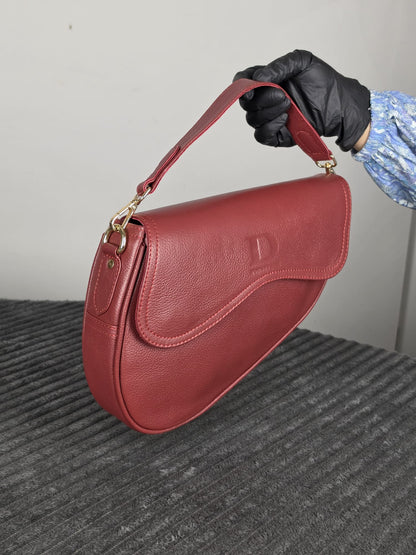 Genuine Leather Women's Crossbody Bag – Luxury Leather Handbag with Two Removable Straps