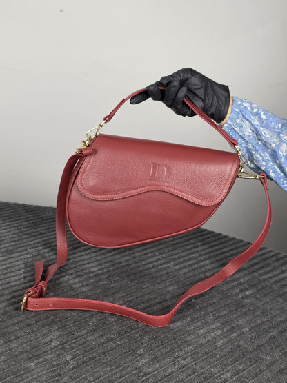 Genuine Leather Women's Crossbody Bag – Luxury Leather Handbag with Two Removable Straps