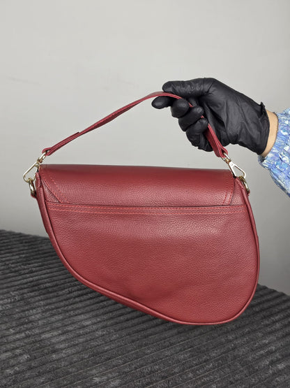 Genuine Leather Women's Crossbody Bag – Luxury Leather Handbag with Two Removable Straps