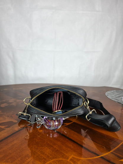 Genuine Leather Unisex Medium  Crossbody Bag
