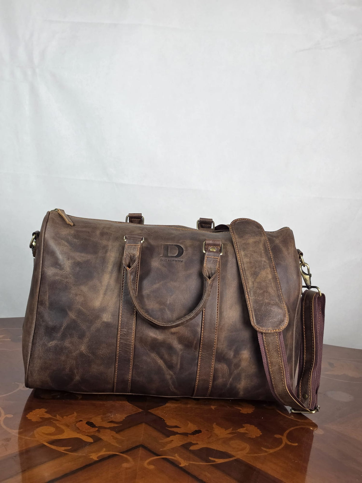Genuine Waxed Leather Duffle Bag | Premium Leather Weekender Travel Holdall