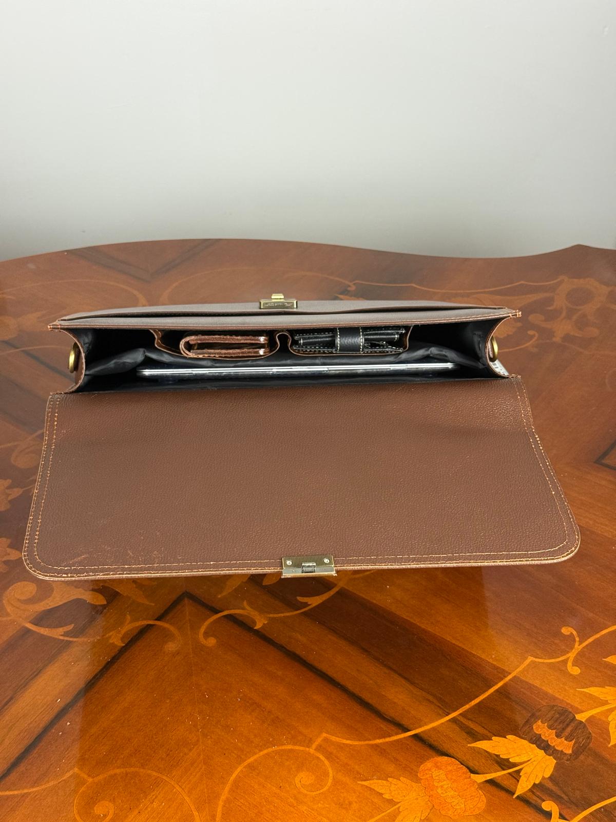 Genuine leather flap messenger laptop bag