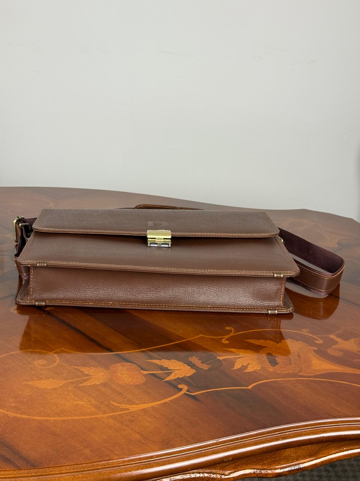 Genuine leather flap messenger laptop bag