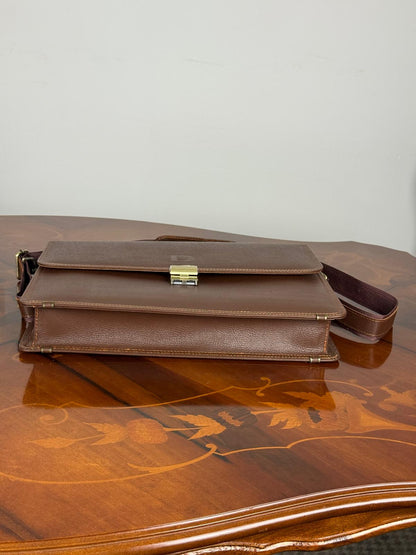Genuine leather flap messenger laptop bag