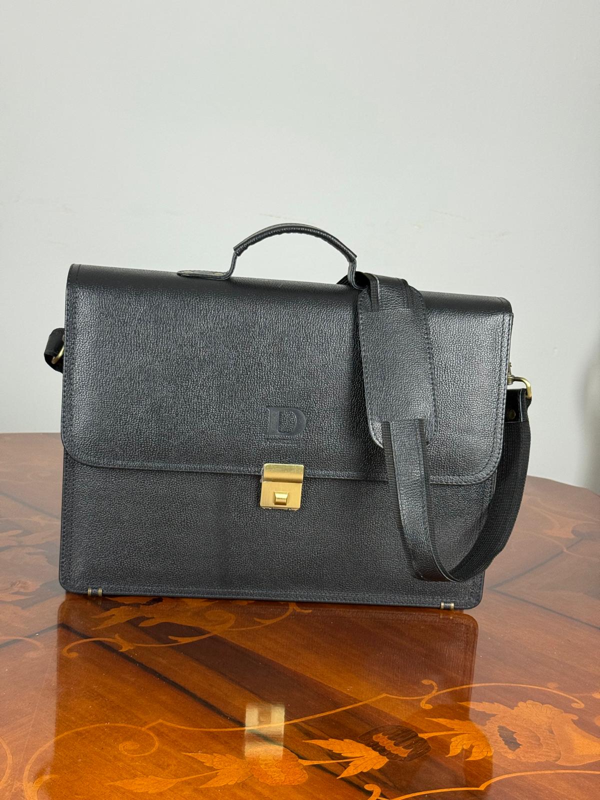 Genuine leather flap messenger laptop bag