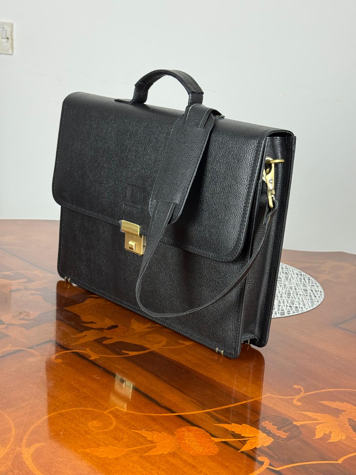 Genuine leather flap messenger laptop bag