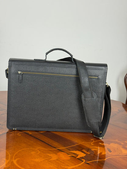 Genuine leather flap messenger laptop bag