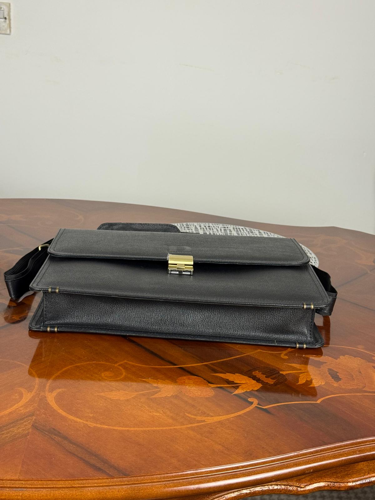 Genuine leather flap messenger laptop bag