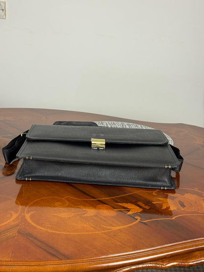 Genuine leather flap messenger laptop bag