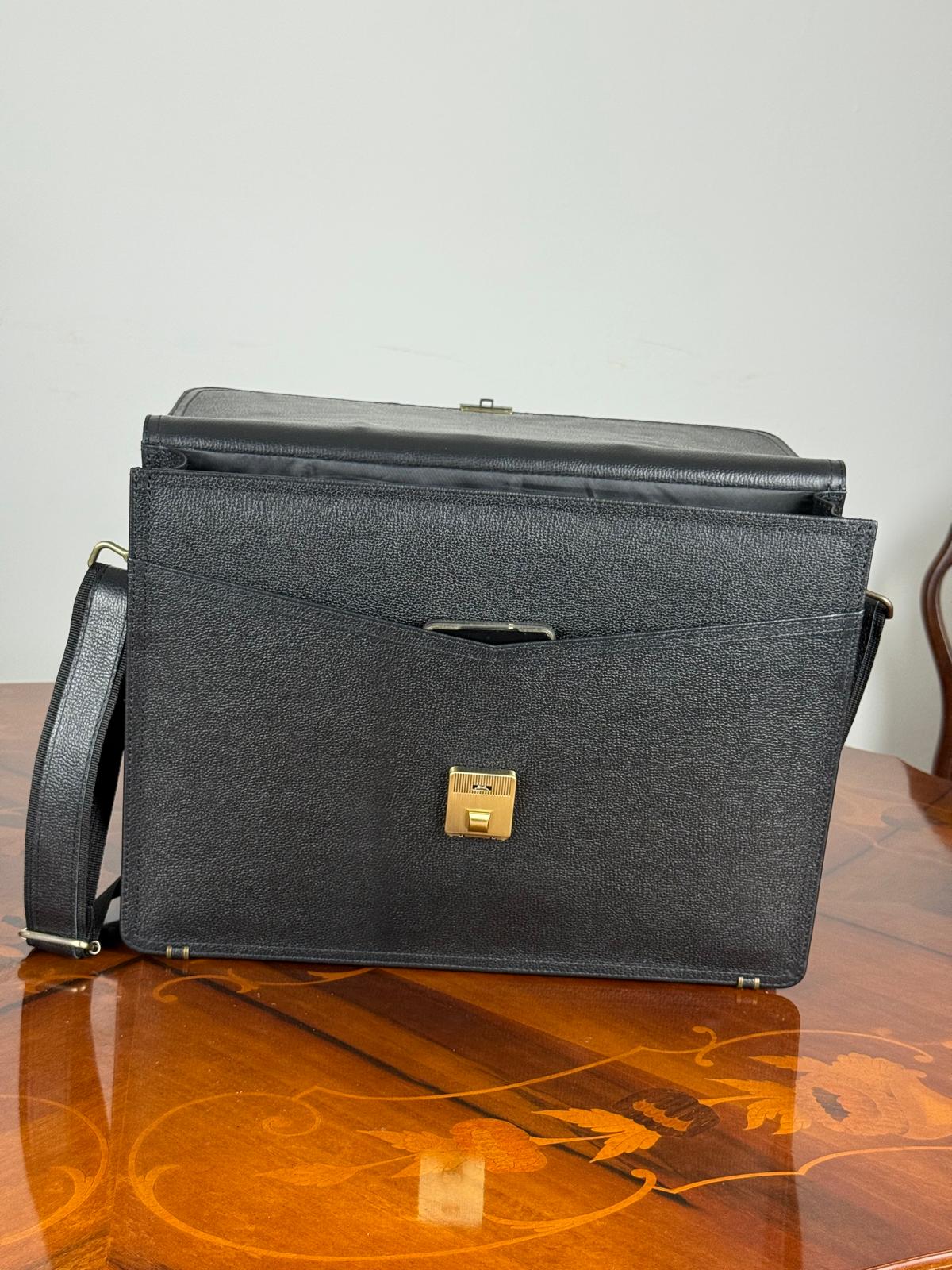 Genuine leather flap messenger laptop bag