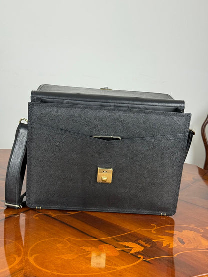 Genuine leather flap messenger laptop bag