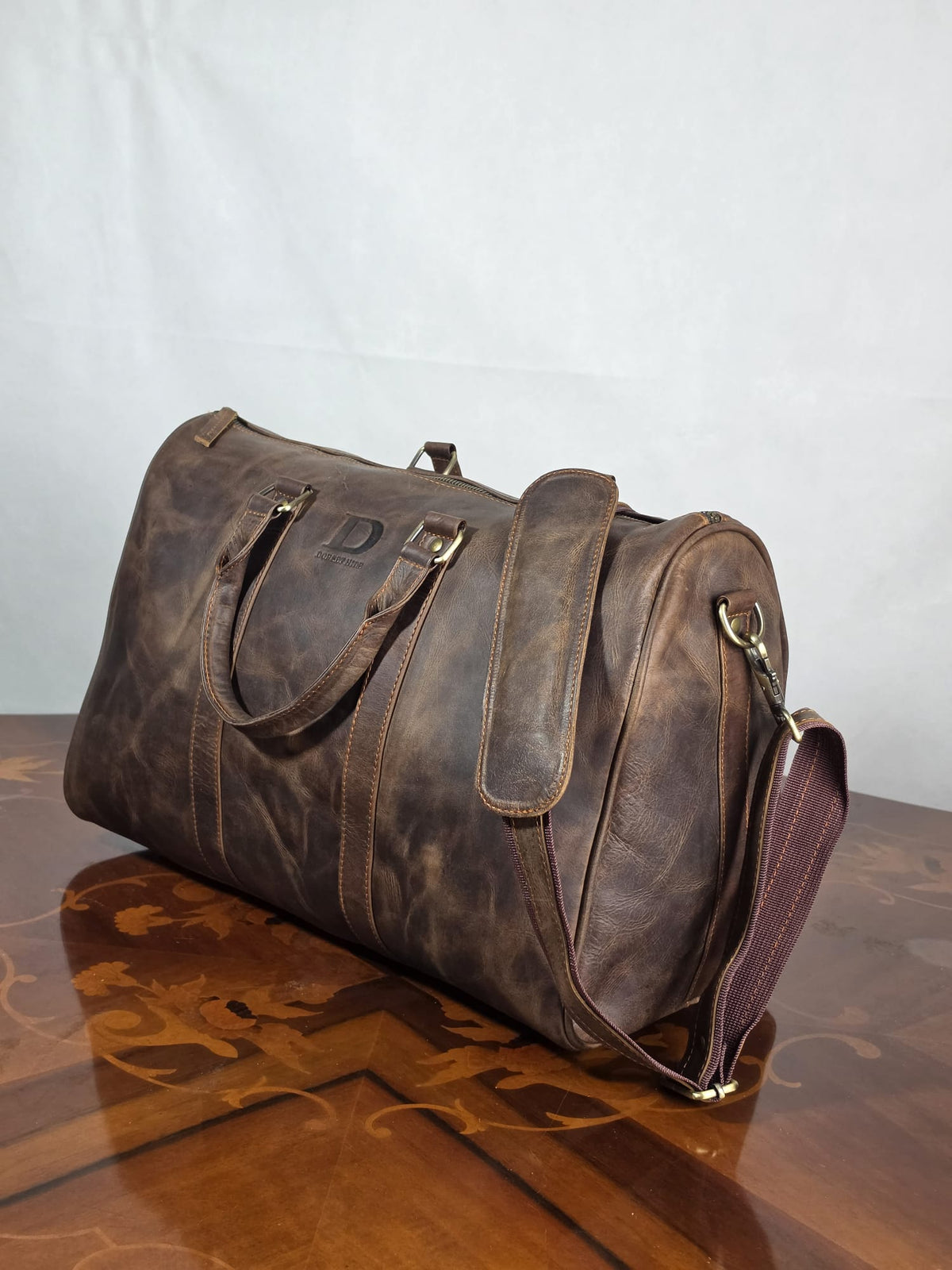 Genuine Waxed Leather Duffle Bag | Premium Leather Weekender Travel Holdall