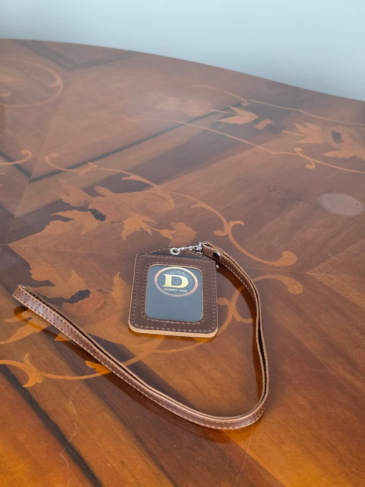 Personalized Genuine Leather Badge Holder with Lanyard • Custom ID Holder, Work Identity Sleeve