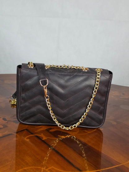 Premium Leather Medium Quilted Crossbody Bag