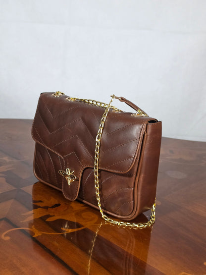 Premium Leather Medium Quilted Crossbody Bag