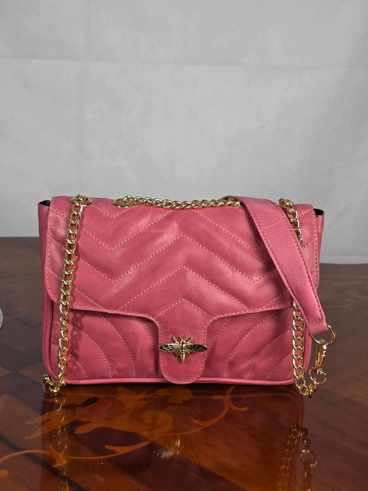 Premium Leather Medium Quilted Crossbody Bag