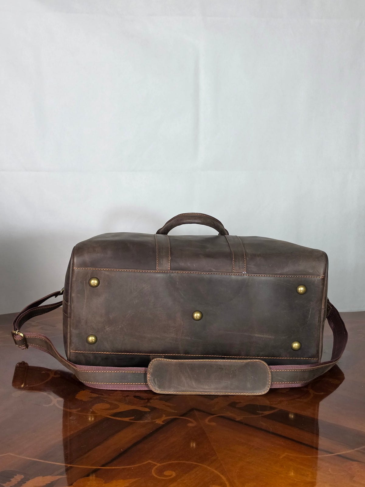 Genuine Waxed Leather Duffle Bag | Premium Leather Weekender Travel Holdall