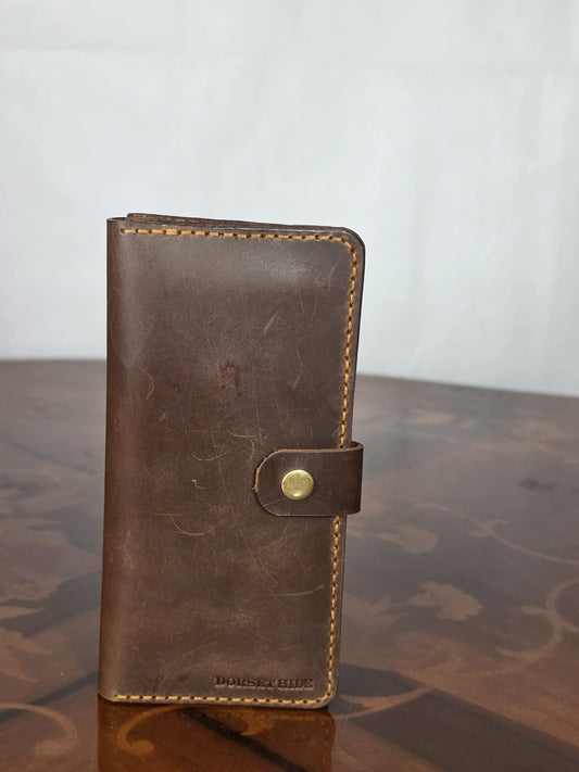 Handmade Unisex Genuine Leather Mobile Wallet Hand Stitched Phone Holder