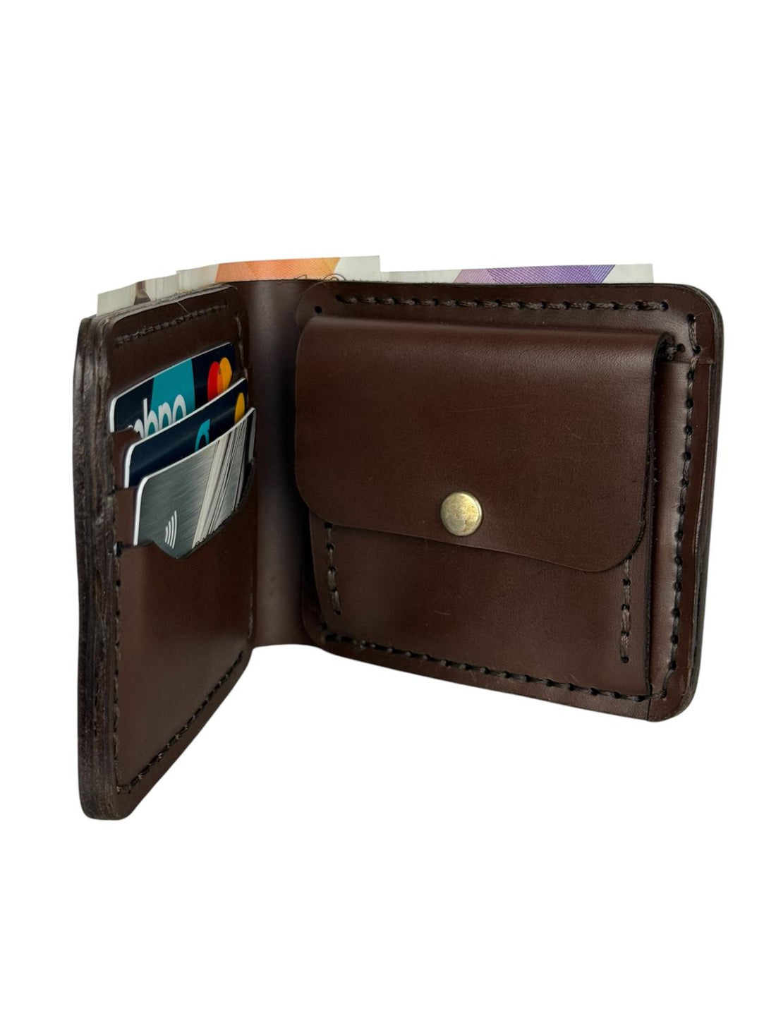 Handmade RFID Protected Genuine Leather Wallet – Dark Brown