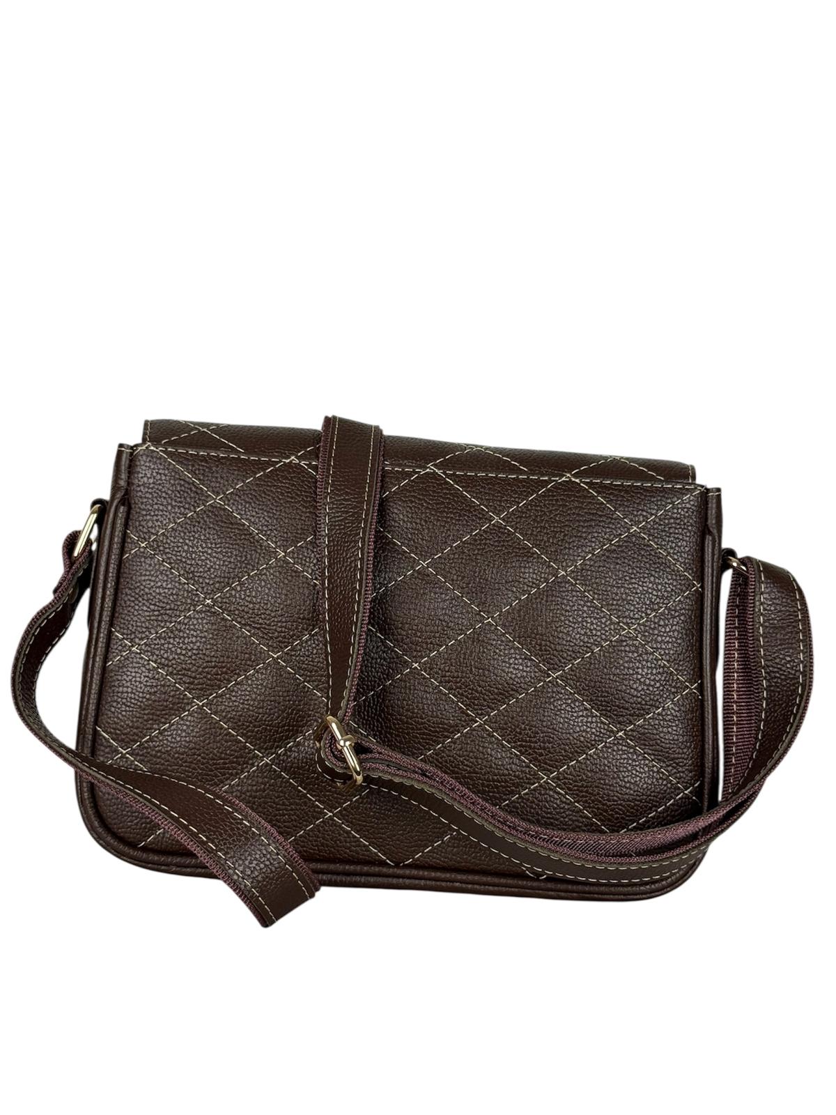Quilted genuine leather crossbody bag