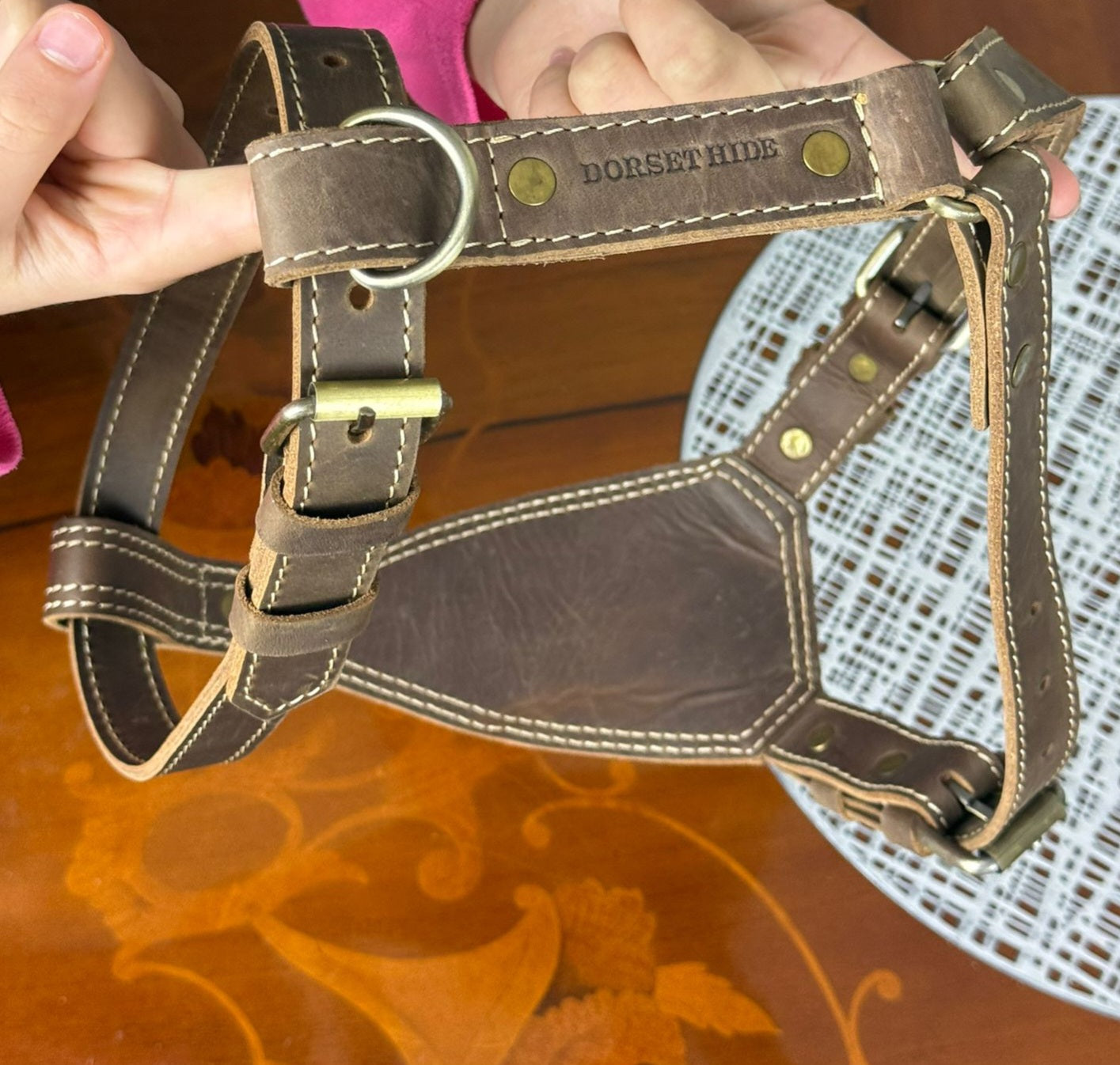 heavy duty premium genuine leather dog harness
