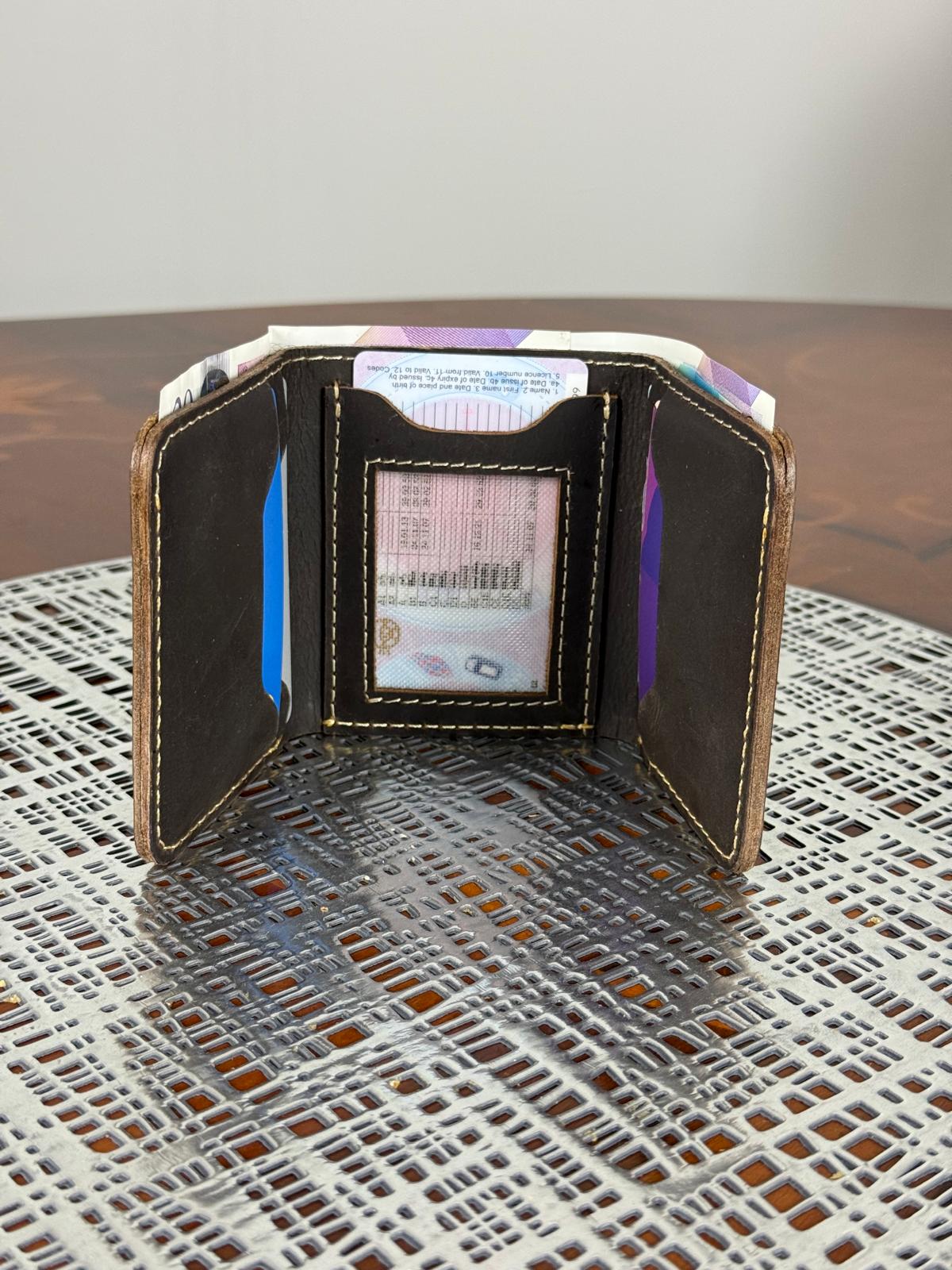 Genuine Leather Slim RFID Tri-fold wallet