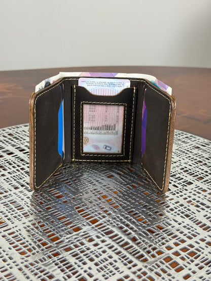Genuine Leather Slim RFID Tri-fold wallet