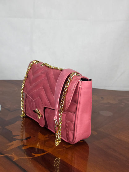 Premium Leather Medium Quilted Crossbody Bag