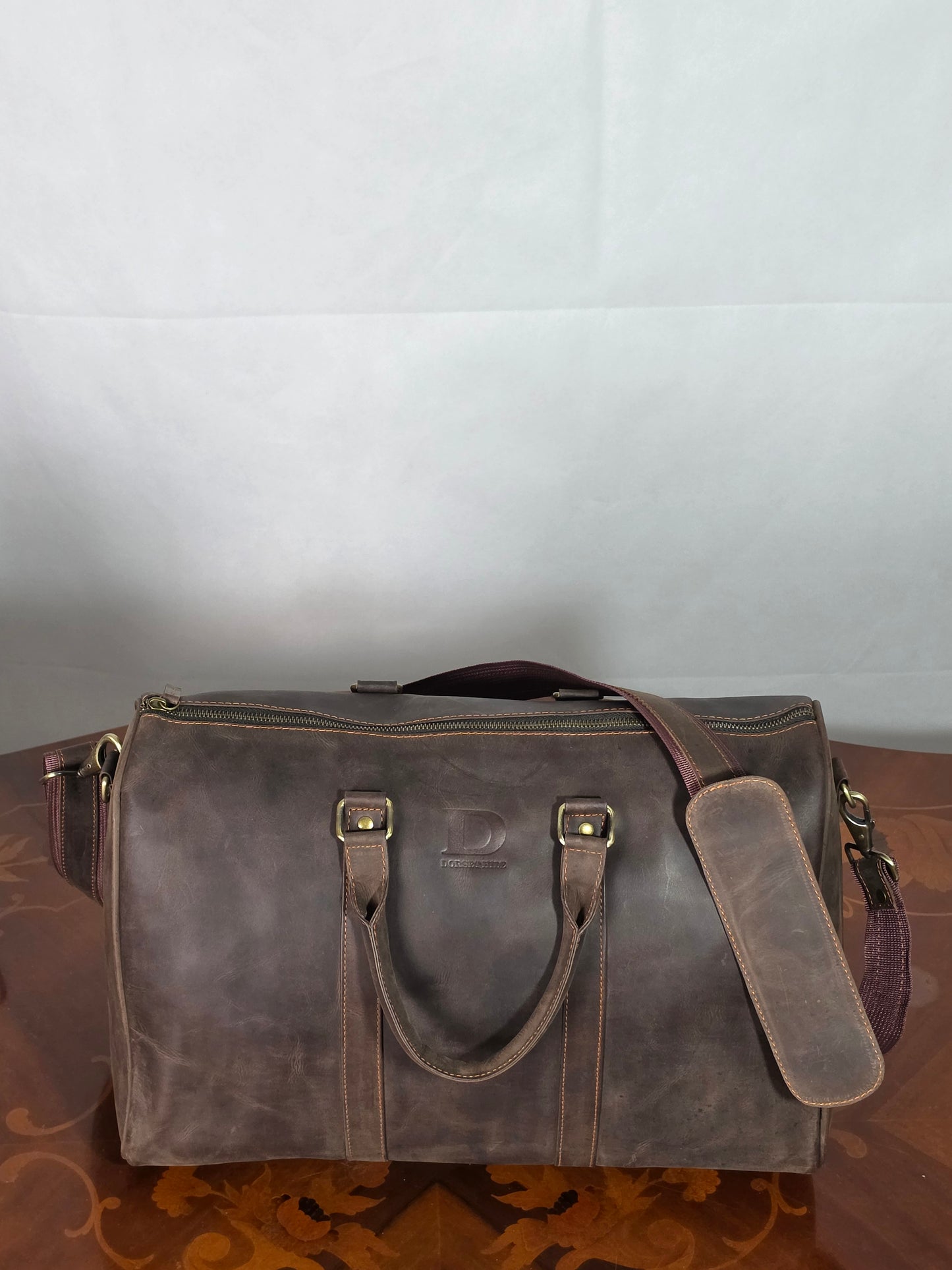 Genuine Waxed Leather Duffle Bag | Premium Leather Weekender Travel Holdall