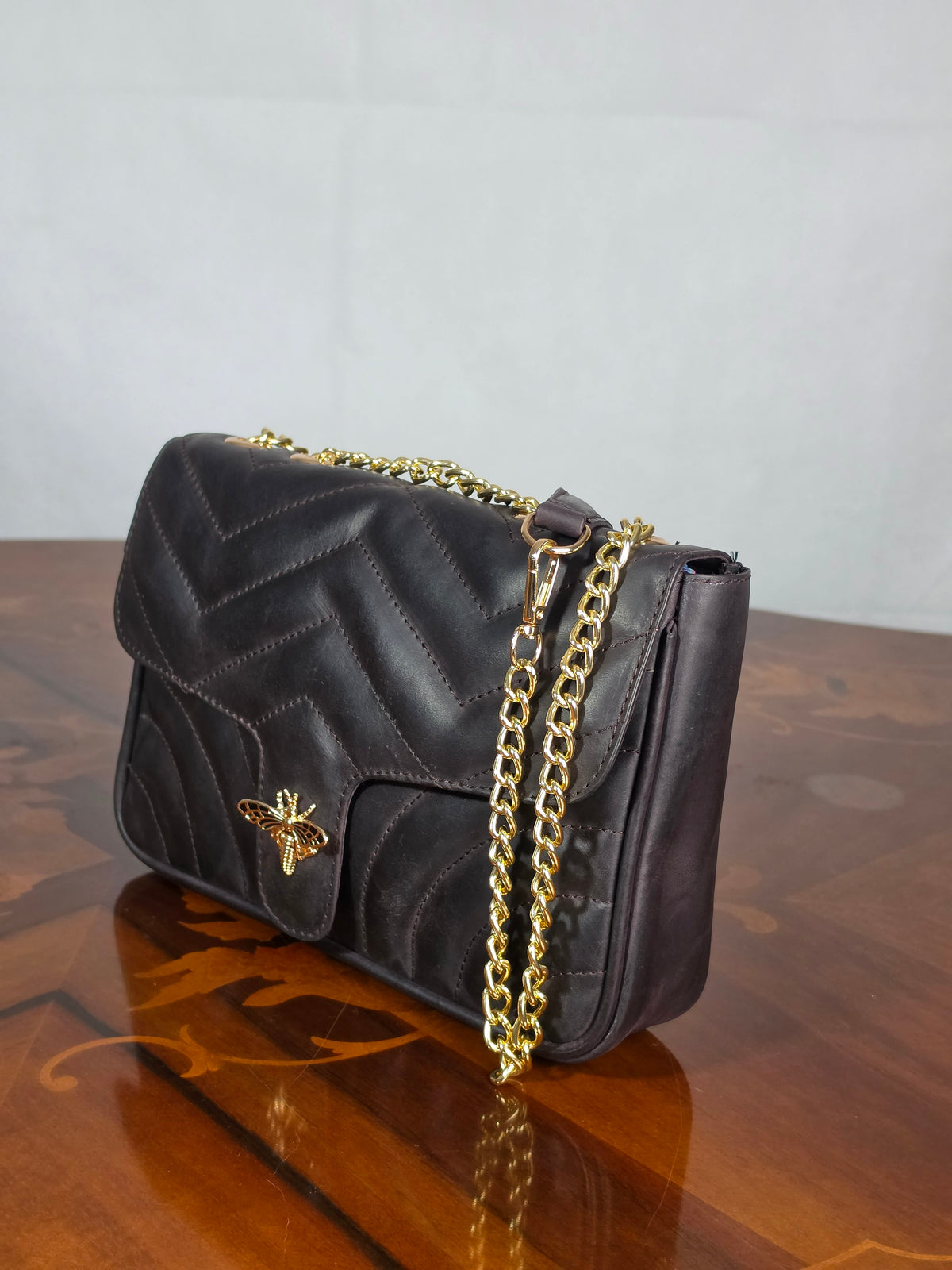 Premium Leather Medium Quilted Crossbody Bag
