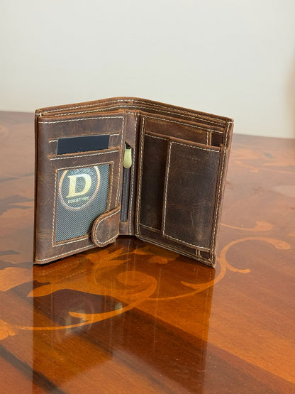Personalized Genuine Leather RFID Trifold Wallet for Men